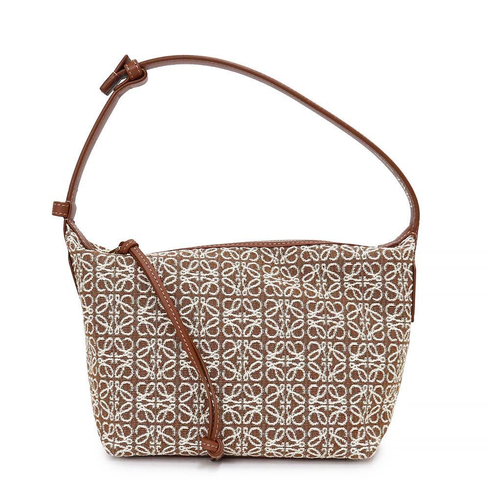 Loewe Cubby Small Calfskin Anagram Jacquard Brown